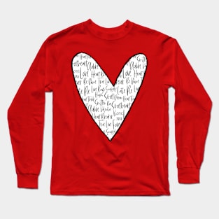 Valentines Day Heart Word Art Black Letters Long Sleeve T-Shirt